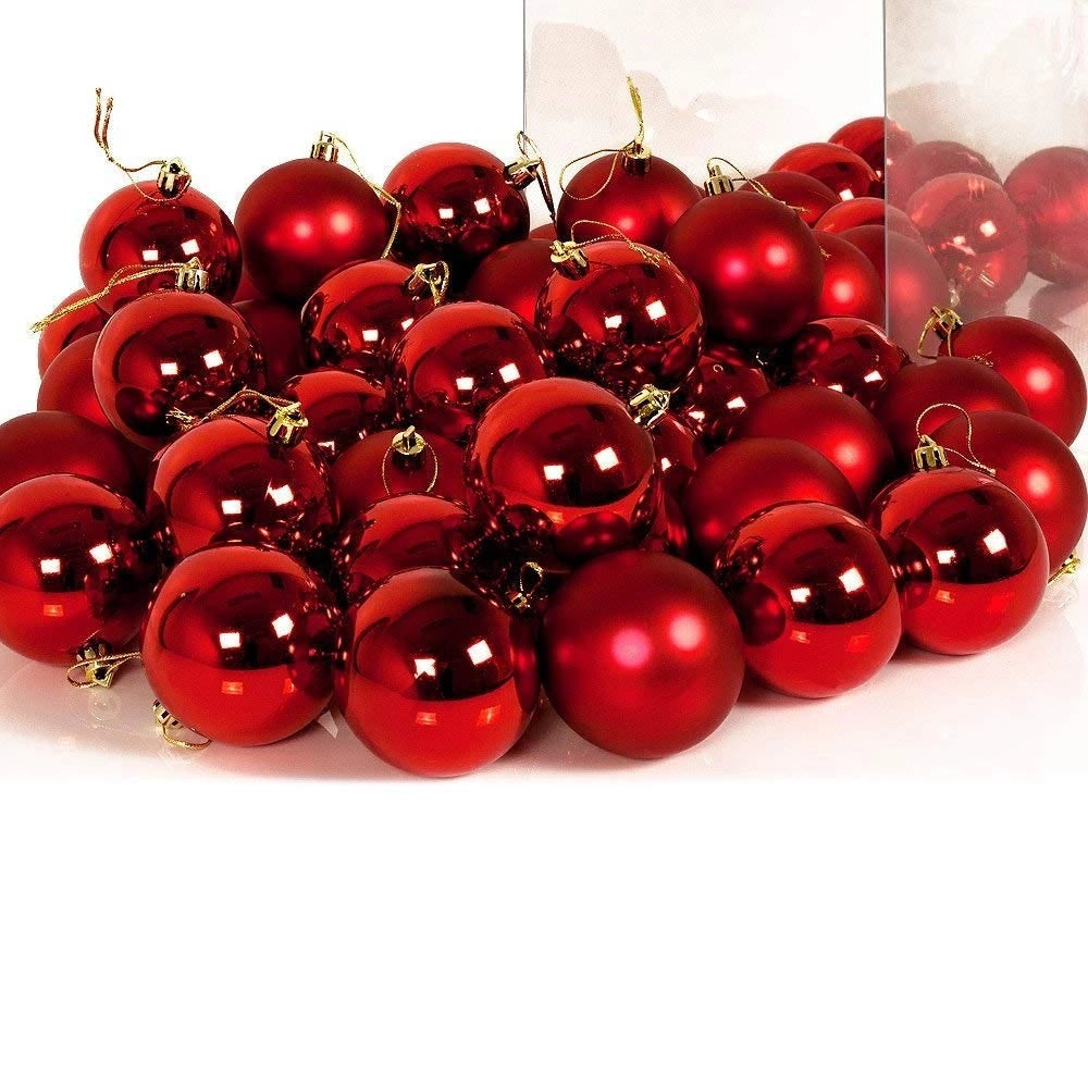 Trade Shop - Confezione 54 Palline Di Natale Colore Rosso 6 Cm Addobbo Natalizio -