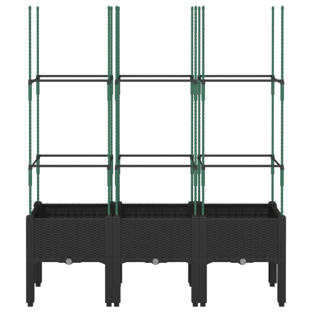 Fioriera da Giardino con Traliccio Nera 120x40x142,5 cm in PP 367958