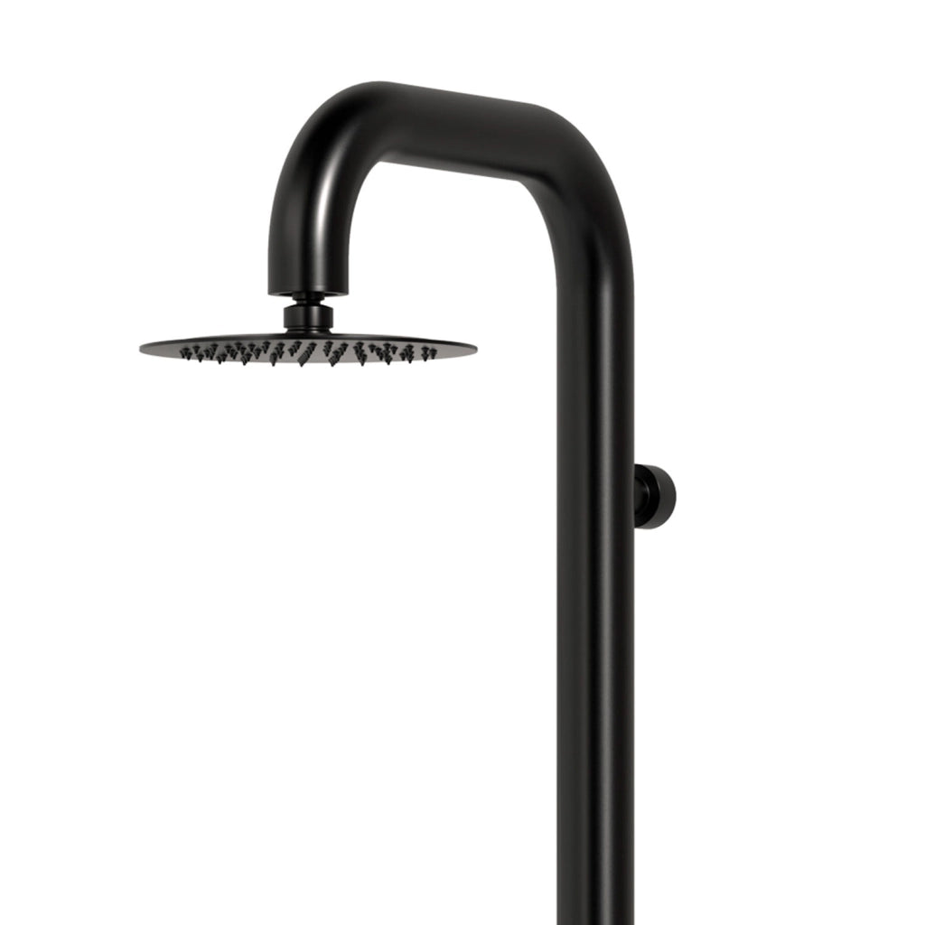 Sined Doccia Nera a Parete in Acciaio Inox AISI 316L Nautico con Miscelatore Soffione Ampio Interni o Esterni Acqua calda e fredda Per Uso Intensivo DOCCIA CABRAS NERA