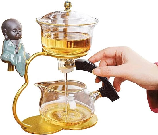 Set di tè automatico in vetro con teiera magnetica e meccanismo a gocce