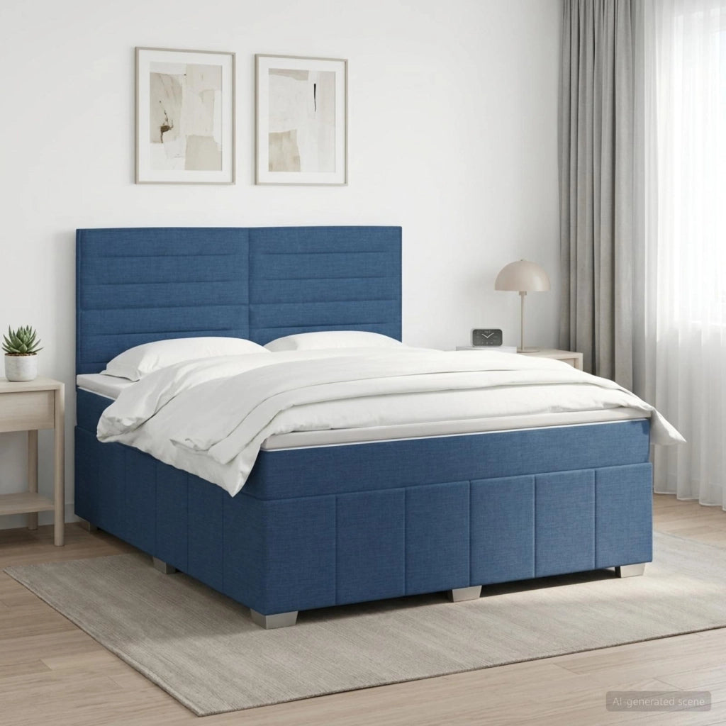 Letto box spring con materasso Blu 140 x 200 cm Tessuto 3454154
