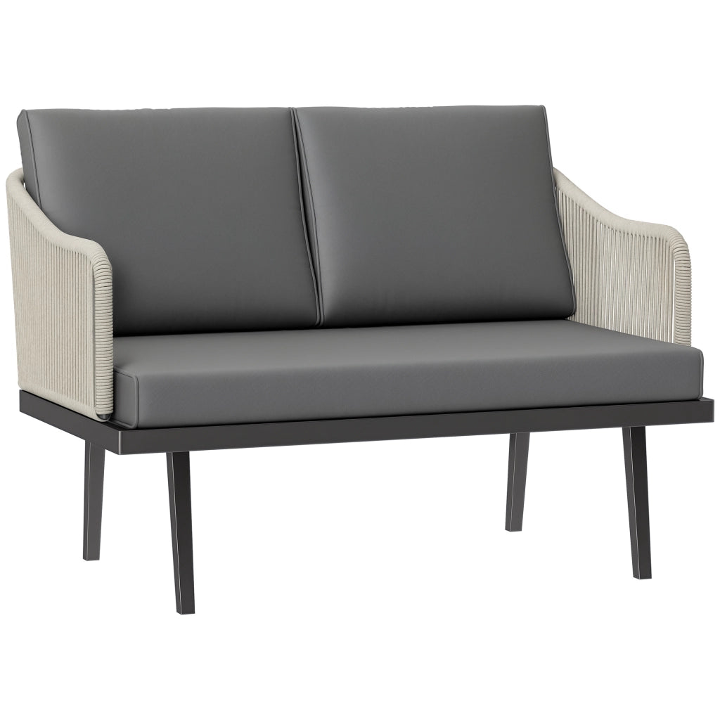 Divano da giardino 2 posti con cuscini in polyrattan ¨C zephmum ¨C grigio scuro 110x70x72 cm