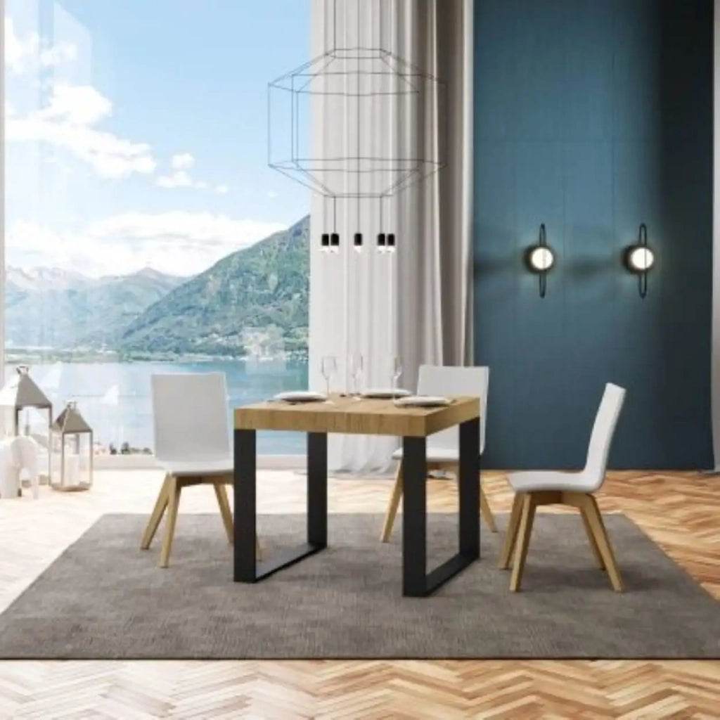 Tavolo allungabile 90/246x90 cm Tecno colore quercia natura gambe antracite