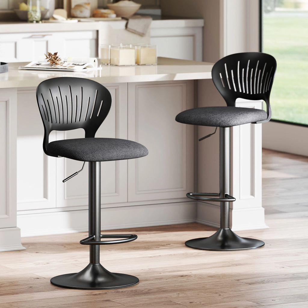 Sgabelli da Bar Regolabili in Altezza 360¡ã ¨C Minimal ¨C Nero 84-105 cm