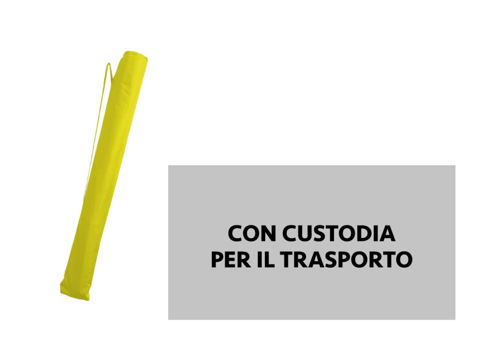 Ombrellone Spiaggia Mare Portatile Palo Reclinabile Tinta Unita Modello Caprera - Diametro 220 - Giallo