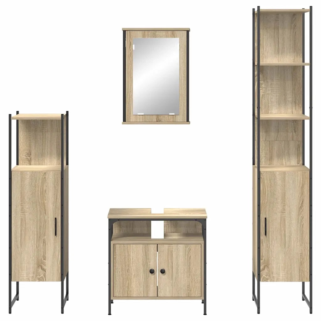 Set di mobili per il bagno con lo scaffale 4 pcs Rovere Sonoma 3399394