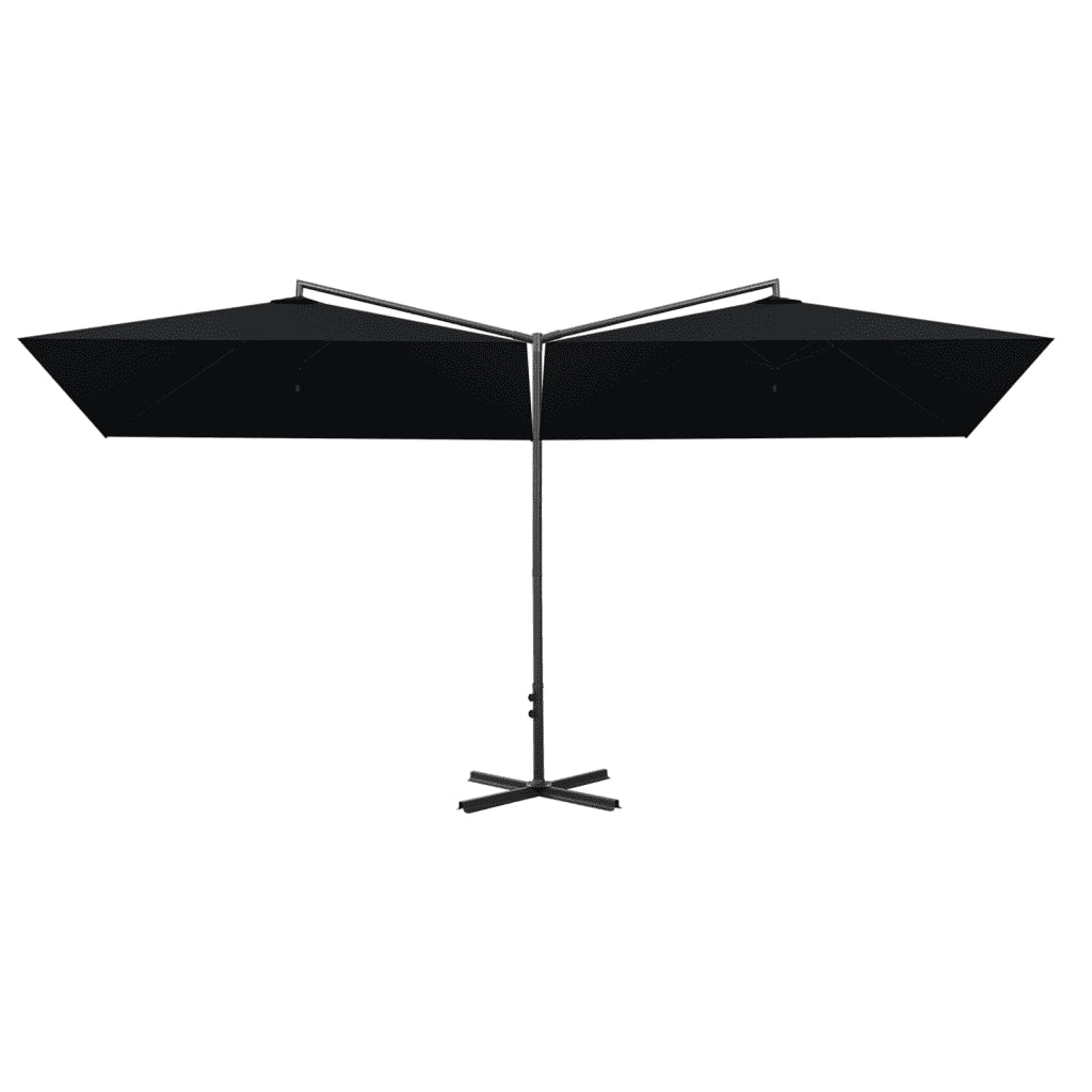 Ombrellone Doppio-Ombrellone da giardino con Palo in Acciaio Nero 600x300 cm