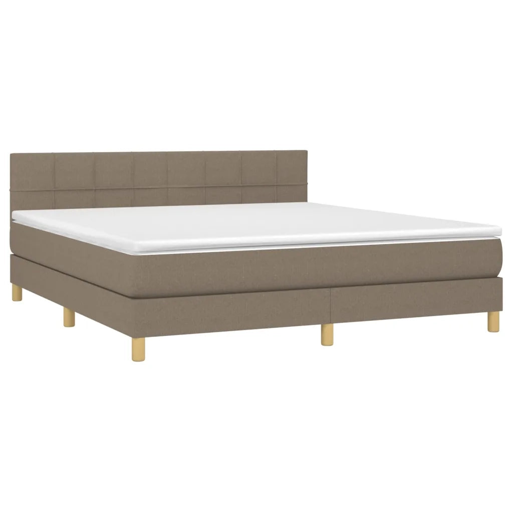Letto a Molle con Materasso e LED Tortora 180x200 cm in Tessuto 3133737