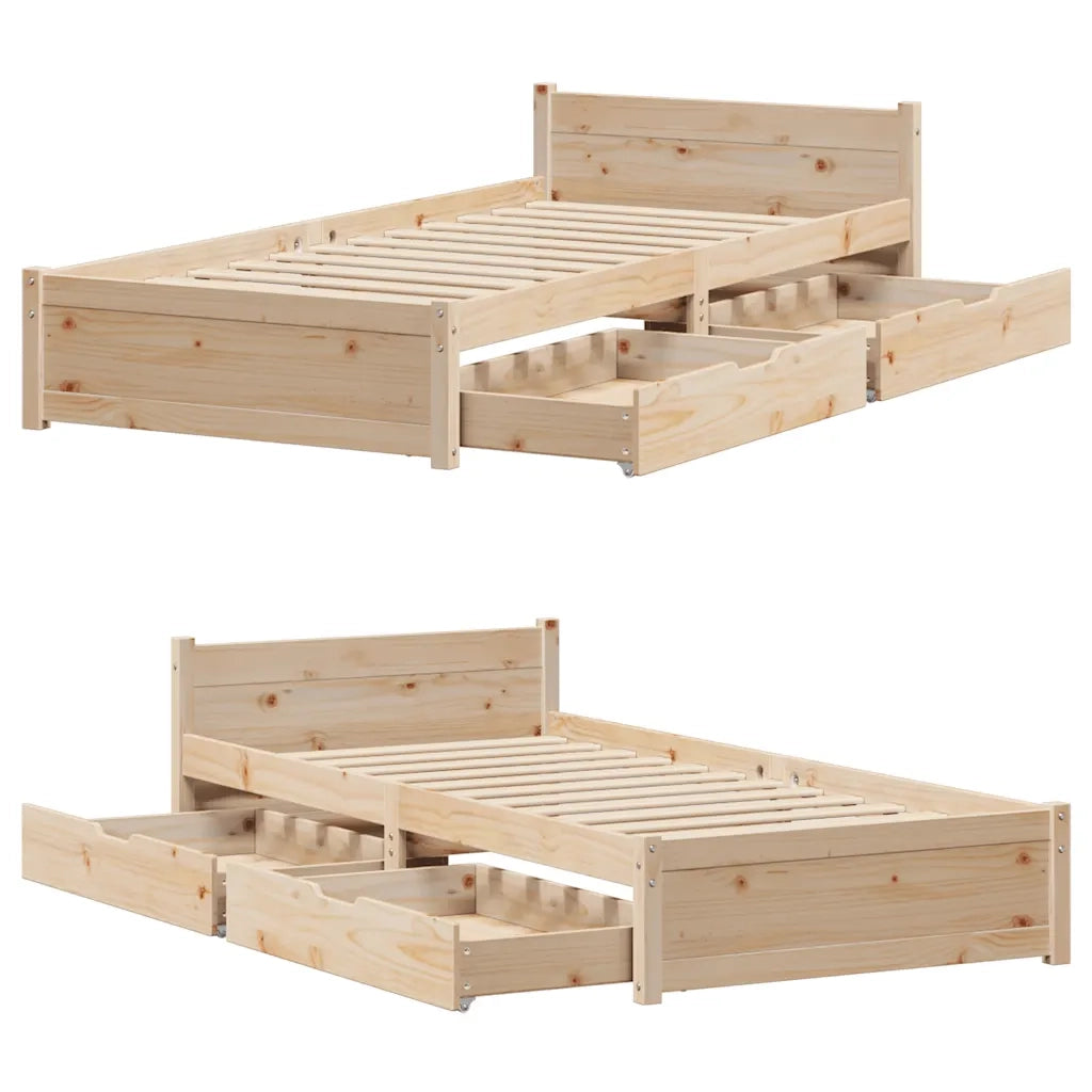 Letto singolo | Letto per adulti | Letto senza Materasso 75x190 cm in Legno Massello Pino