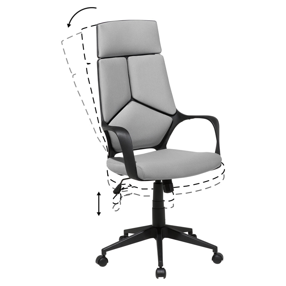 Sedia da Ufficio Scrivania Girevole in Tessuto Grigio e Nero Computer Sedile Regolabile Schienale Reclinabile