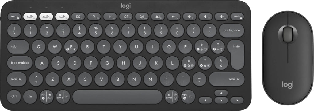Logitech pebble 2 combo tastiera mouse incluso universale rf senza fili + bluetooth qwerty italiano grafite - 920-012221