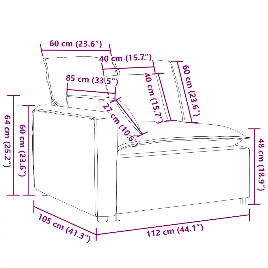 Modulo Terminale Bracciolo Divano Modulare con Cuscini 100 cm CFW9535808