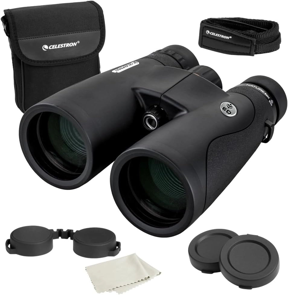 Celestron 72336 Nature DX ED 12x50 binocolo con obiettivo a bassissima dispersione esterni e birdwatching, ottica multistrato con prismi BaK-4, rinforzato in gomma, resistente ad acqua e nebbia