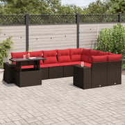 Set Divani da Giardino 10 pz con Cuscini Marrone in Polyrattan 3269404