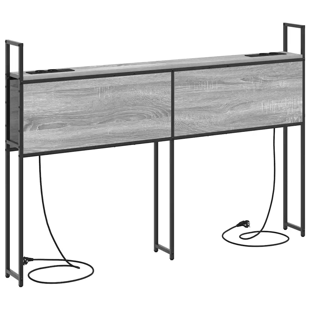 Testiera con Stazione di Carica e Storage-Testiera Multifunzionale-Testata Grigio sonoma 150 cm