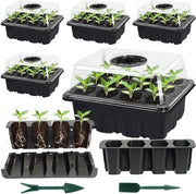 Set di coltivazione mini-broeikas a 60 celle con copertura e ventilazione per piante, 5 pezzi, starter broeikas riutilizzabile con contenitori in plastica