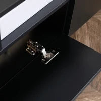 Mobile Porta TV Moderno con 2 Mensole in Legno, Vani Aperti e Armadietti, Nero