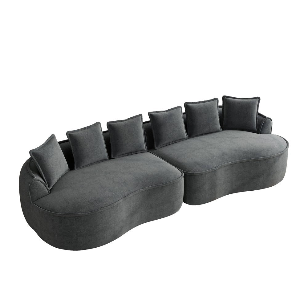 Divano 4 Posti in Tessuto Chenille con Cuscini ¨C Xylo ¨C Grigio