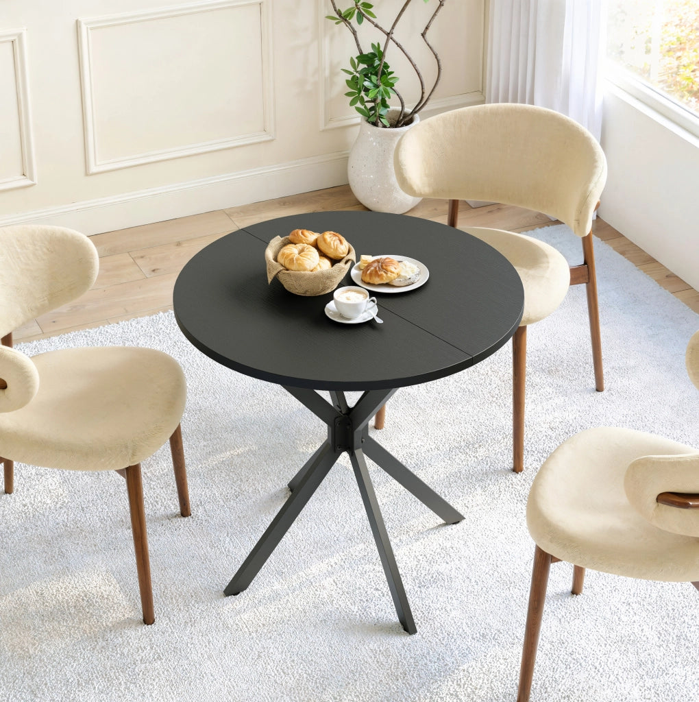 Tavolo rotondo nero Ø 80 cm con gambe a X