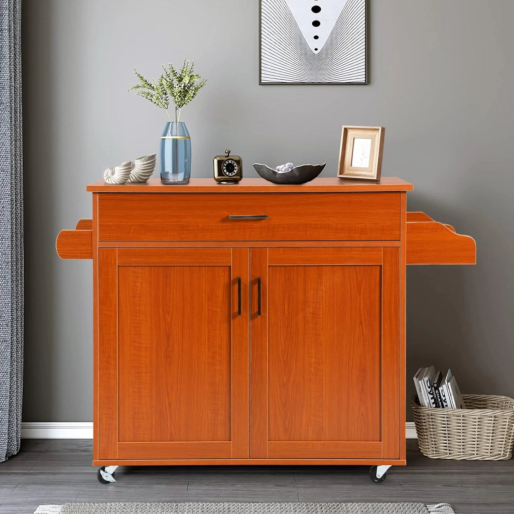 Carrello da cucina con piano di lavoro, armadio da cucina in legno con ruote, trolley da cucina con cassetto e ripiano regolabile, portaspezie, carrello da cucina, 116 x 40 x 85 cm