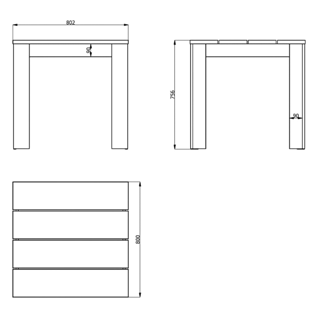 Trosa, Tavolo Fisso 6 Posti, 80x80x76h cm Marrone Rovere Nodi