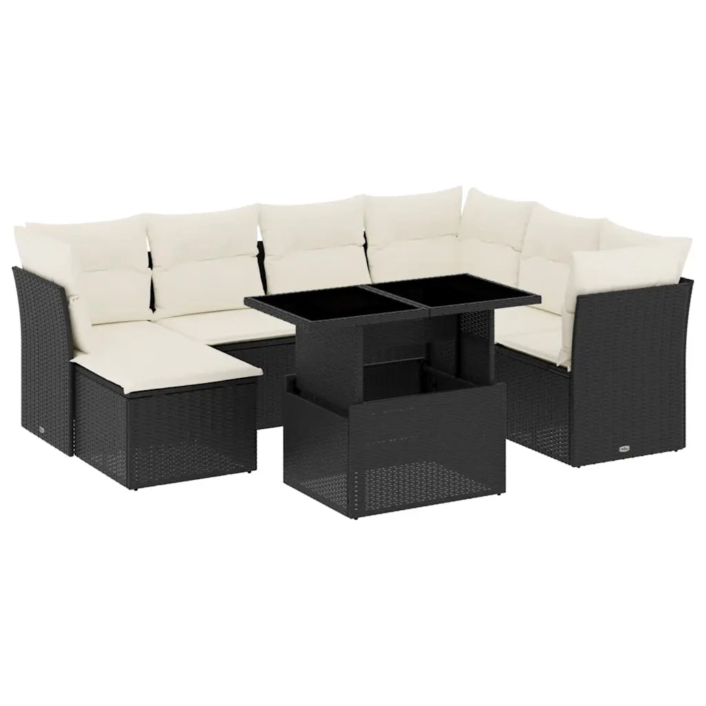 Set Divani da Giardino con Cuscini 8 pz Nero in Polyrattan 3266756