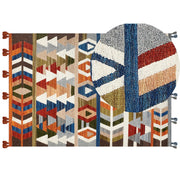 Tappeto kilim di lana multicolore fatto a mano 160 x 230 cm soggiorno camera da letto