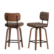 Sgabello da bar girevole - con schienale ergonomico - in PU e legno - marrone noce
