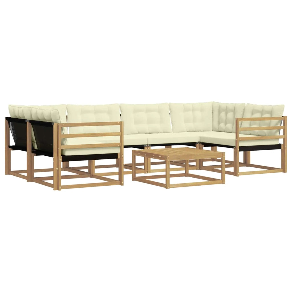 Set di divani da esterno 7 pcs Bianco e Crema 79 x 79 x 37 cm