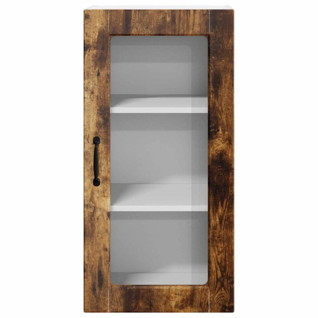Pensile da cucina | Mobile in vetro da parete LUCCA 2 pz Rovere Fumo