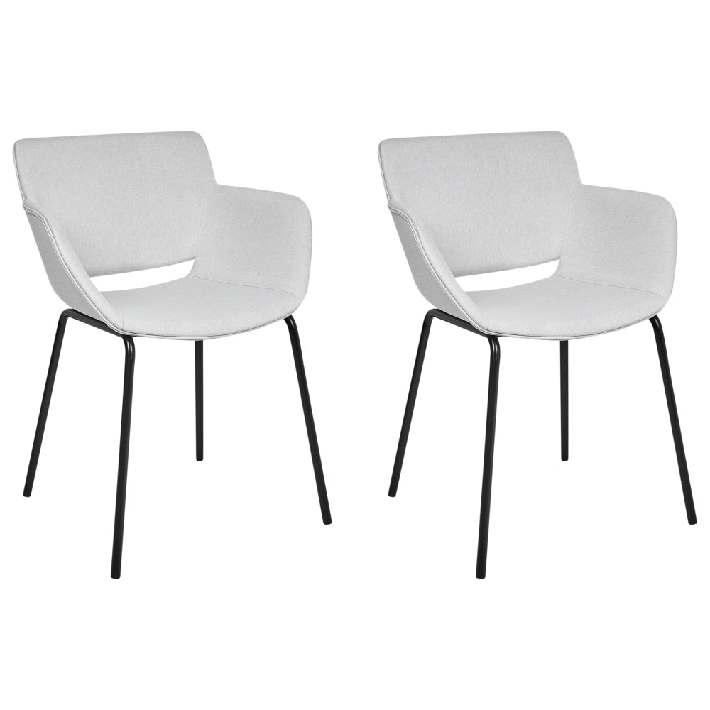 Set di 2 sedie da pranzo con rivestimento in poliestere grigio chiaro con gambe in metallo stile elegante
