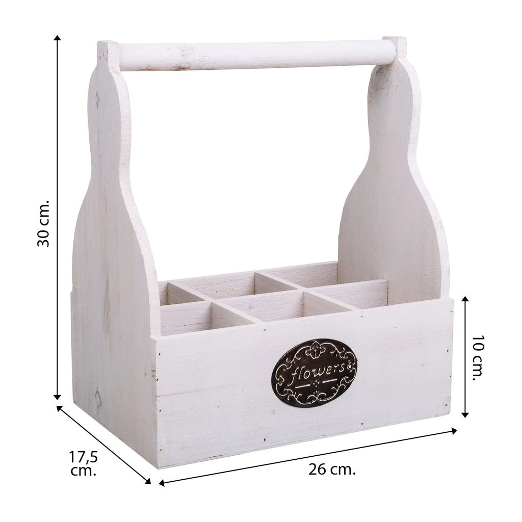 Cesto portafiori in legno bianco 26x17,5x10/30h