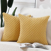 Set di 2 Cuscini Decorativi in Corduroy 40x40 cm - Cuscini morbidi per Divano e Camera da Letto - Giallo
