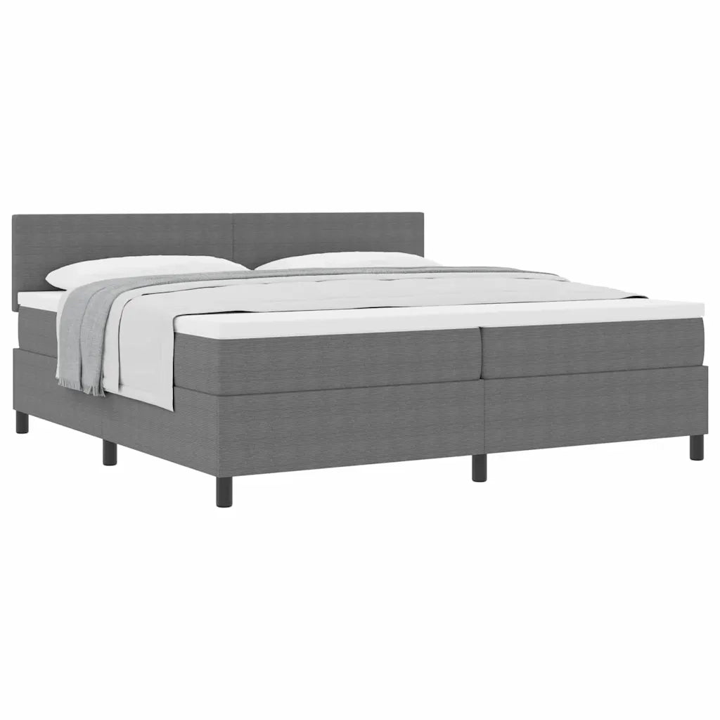 Letto a molle con testiera Grigio chiaro e bianco 200 x 200 cm 3337527