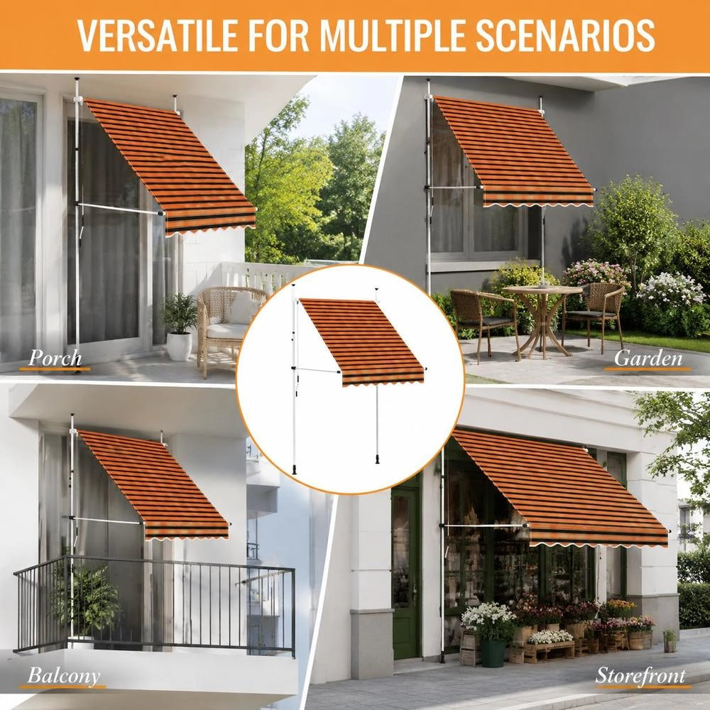 Retractable Awning, Manually Operated, 150 Cm, Orange And Brown