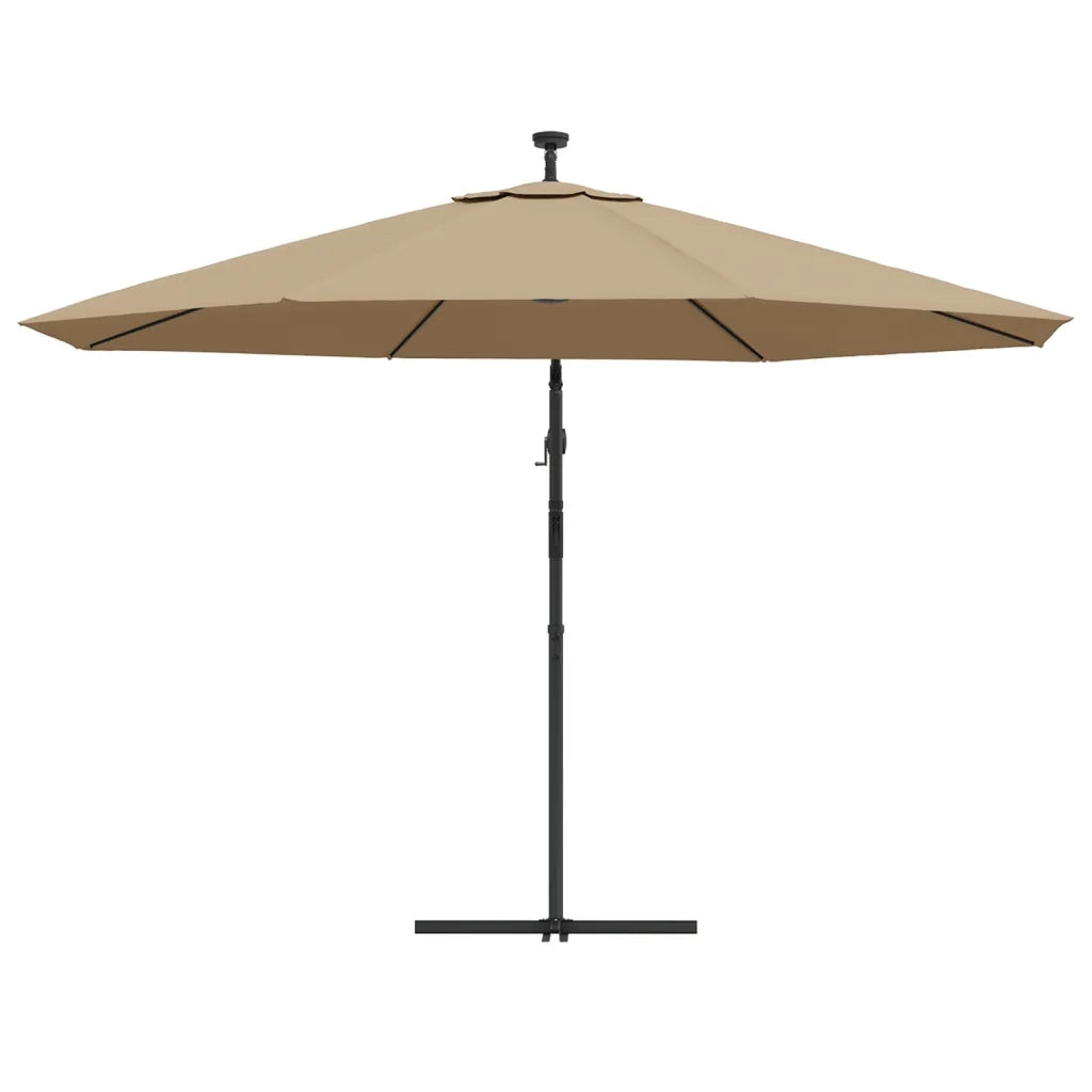 Ombrellone a Sbalzo con LED e Palo in Metallo-Ombrello da giardino 350 cm Tortora