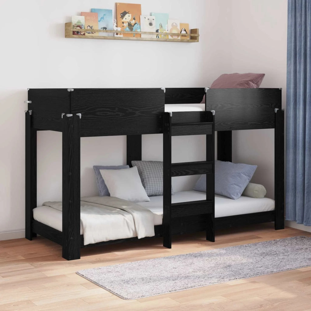 Letto a Castello per Bambini Rovere Nero 75 x 190 cm 3410540