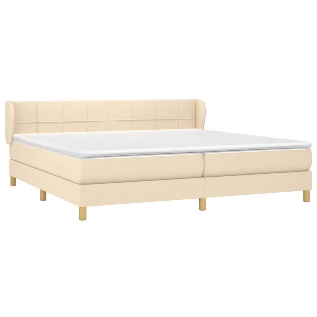 Giroletto a Molle con Materasso Crema 200x200 cm in Tessuto