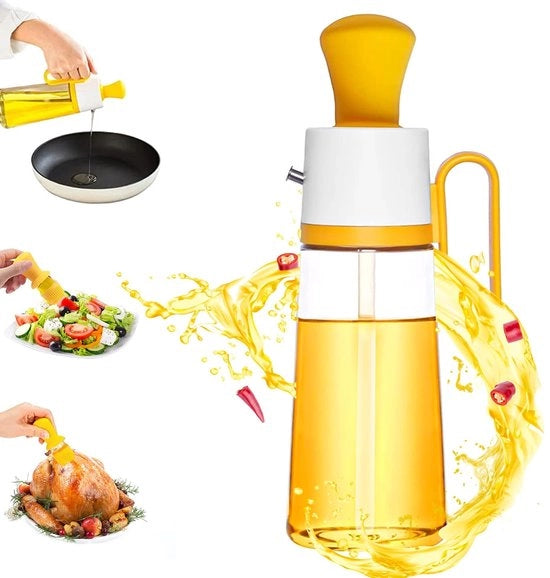 Dispensatore di olio per cucina - 2-in-1 con pennello - 500 ml - Silicone - Ideale per cucinare e grigliare