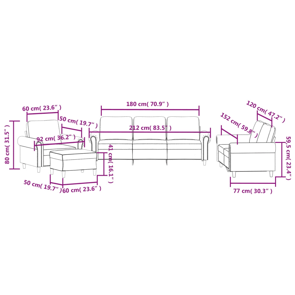 vidaXL Set di Divani 4 pz con Cuscini rosa in Velluto