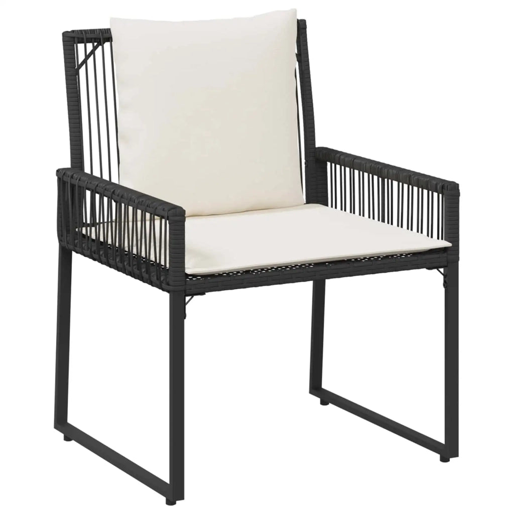 Set di Mobili da Esterno 4 pz | Set Salotto da Giardino Nero e Bianco Crema polyrattan