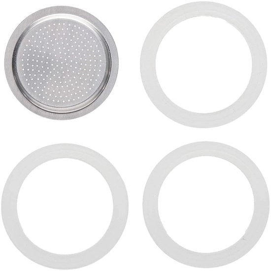 Set di accessori 6 tazze - Gomma di sigillatura/sistema di filtraggio - Filtro in alluminio - Accessori sostituibili - Resistente al calore - Facile da installare - Macchina per caffè espresso