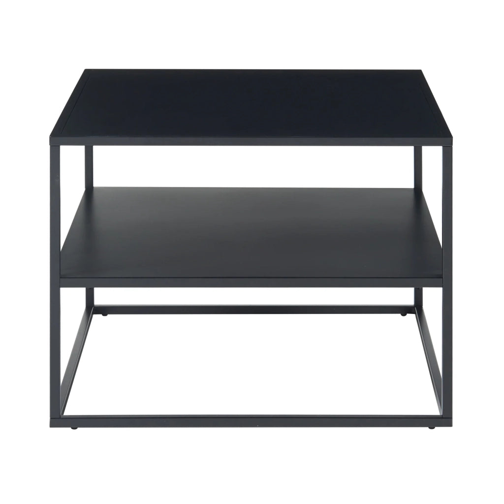 Tavolino da caffè consolle laterale con piano quadrato e ripiano 60 x 60 x 45 cm acciaio nero opaco 03_0010853