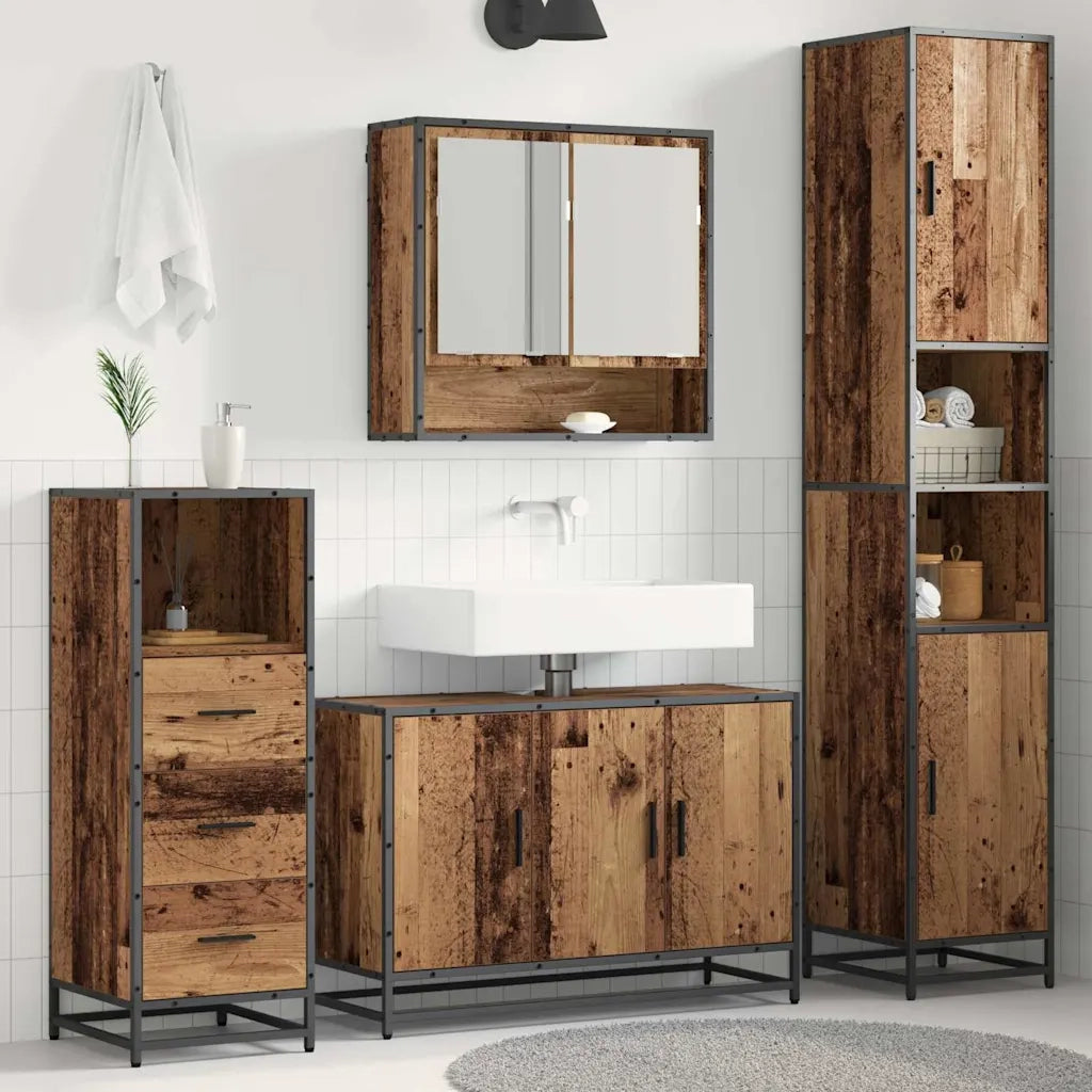 Set di mobili per il bagno con lo scaffale 3 pcs Legno vecchio 3402348
