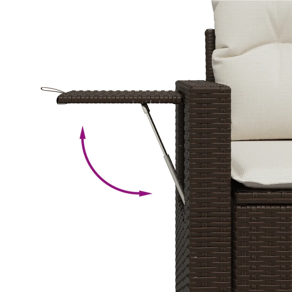Set Divani da Giardino 10pz con Cuscini in Polyrattan Marrone 3268133