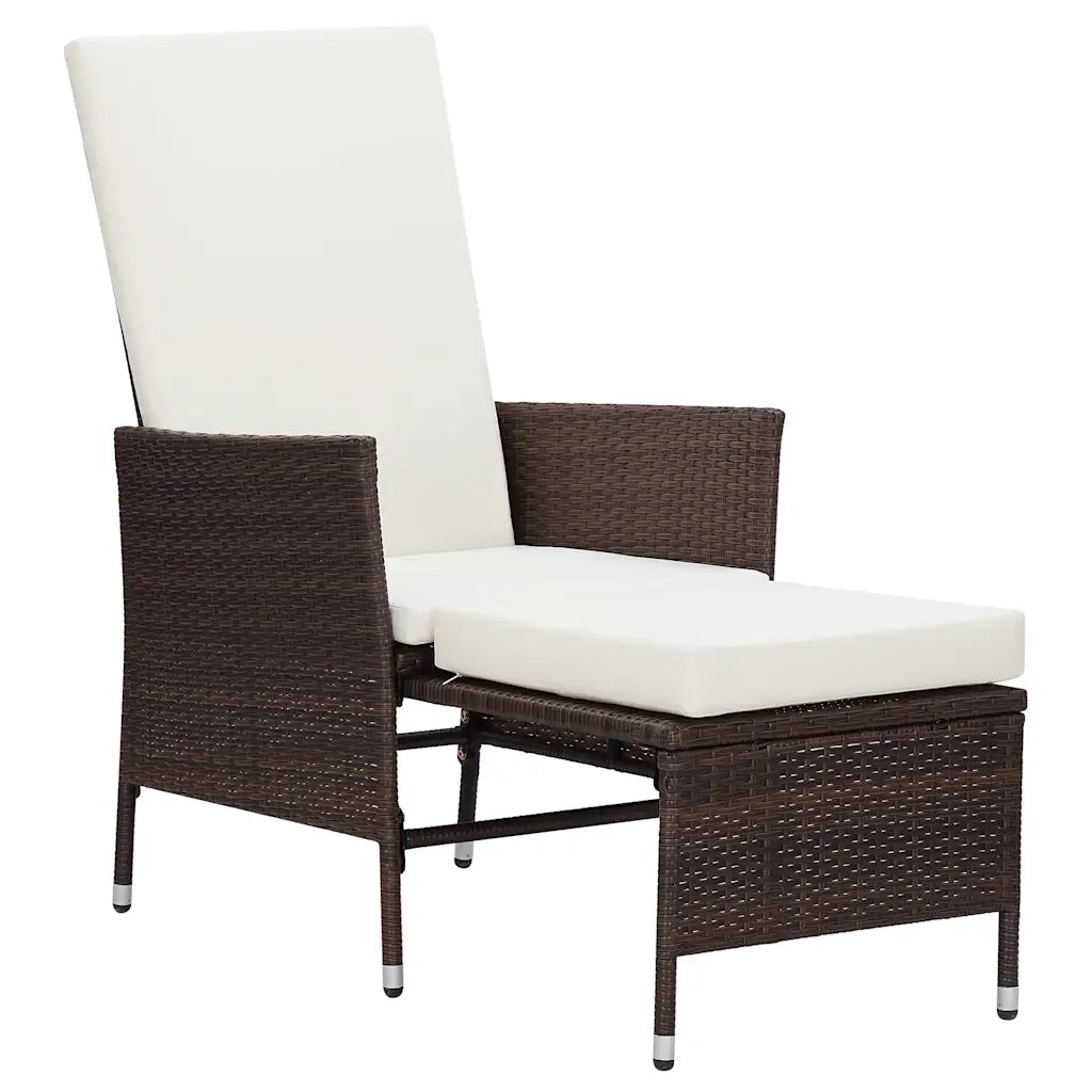 Sedia da Giardino Reclinabile con Cuscino in Polyrattan Marrone cod mxl 24904
