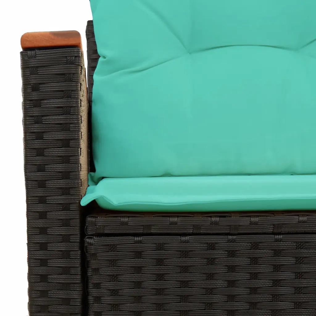 Divano da giardino con cuscini 2 Posti-Sofa da Giardino-Divano da esterno nero in polyrattan 313227