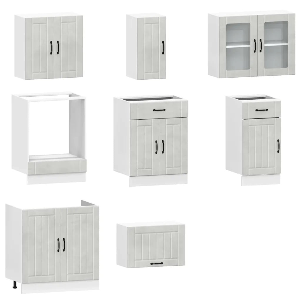 Set Mobili da Cucina 8 pz Lucca Grigio Cemento in Truciolato 3314835