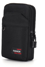 Borsa a Tracolla per Telefono 18,2 cm - 3 Compartimenti - Nero - Adatta per Viaggi/Walking/Ciclismo - Borsa da Spalla
