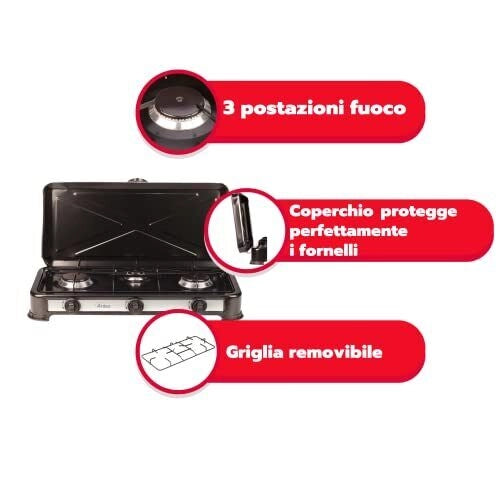Ardes ODINO 3 Nero Superficie piana 59.5 cm Gas 3 Fornello(i)